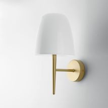 Innenwandlampe Aus Goldenem Metall Mit Weißem Glasdiffusor Ares Ap1