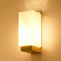 Goeco - Innenwandleuchte aus Holz, moderne E27-Wandleuchte, minimalistisches Design, Glaslampenschirm-Wandleuchte für Schlafzimmer, Wohnzimmer, Flur,