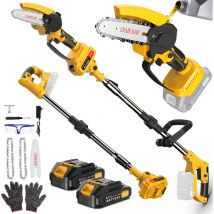 Innopower 2 In 1 Kettensäge Mit Akku & Hochentaster Auf Handstativ, Kabellos, Mini-teleskop-kettensäge Mit 2 Batterien, Elektrischer Astschneider Mit 