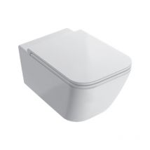 Inodoro mural sin borde 56x36 cm Globo Stone STS06BI Blanco - Cerámica - Con tapa de inodoro de cierre suave