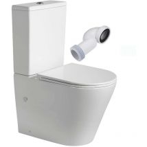 Inodoro Completo Redondo Blanco Brillo Inodoro Tanque Bajo con Cisterna y Asiento Extrafino Codo Incluido