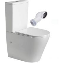 Inodoro Completo Redondo Blanco Brillo Inodoro Tanque Bajo con Cisterna y Asiento Extrafino Codo Incluido