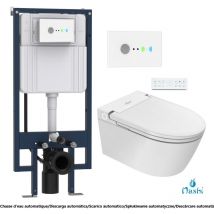 Inodoro Japonés Wc Inteligente Suspendido Nashi Eos, Bastidor Depósito Integrado - Doble Descarga Automática, Hidromasaje, Mando Distancia