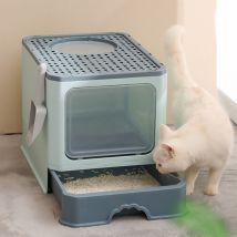 Skecten - Inodoro para Gatos, Arenero para Gatos con Bandeja Extraíble, Bandeja sanitaria cerrada, con Pala, Antifiltración, Facilitar la Limpieza