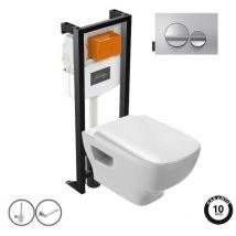 Pack inodoro suspendido sin cerco Jacob Delafon Struktura + estructura soporte + placa cromo brillo/cromo mate + accesorios