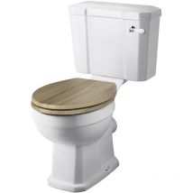Hudson Reed - Inodoro wc Tradicional de Pie con Salida Horizontal y Tapa de Madera estilo Retro