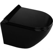 Moments Of Glass - Inodoros Franco suspendidos de cerámica sin borda, Función Soft-Close, Color negro - Cisterna no incluida