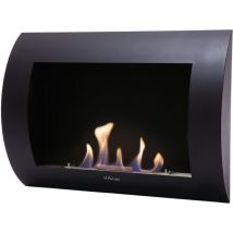 Purline - Chimenea de Etanol mural con panel frontal curvado Negro