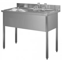 Moderna - Inox-Spüle 120 x 60 ein Becken, ein Abtropfbecken rechts mit Fußgestell