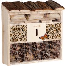 Deuba Insect Hotel 30.5x31x9.5cm Wooden Bee Natural Bug Shelter Garden Nest Box Wood House Butterflies Ladybirds Habitat