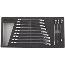 Insert 12 clés mixtes à cliquet réversible angle 15° 8-19mm CrV - os 4020 Clas Equipements