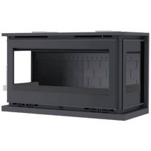 Fm Calefaccion - Insert a bois en acier, foyer en fonte, 3 cotes vitres - couleur noir - Made in Spain