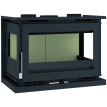 Fm Biomasa - Insert a bois en acier, 3 cotes vitres - couleur noir - Made in Spain