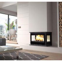 Fm Biomasa - Insert À Bois 3 Faces Ventilé - Firematic Abby 12.8 Kw Foyer En Vermiculite