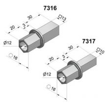 Cherubini - Insert 6 pans alésage 16mm diamètre 12mm et carré 10mm zamak – 7317