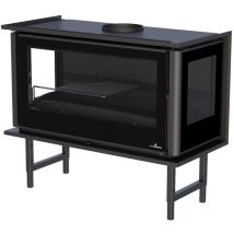 Insert à bois 3 faces ventilé canalisable - BRONPI Paris 90 3C 13 kW Avec kit air - Porte fonte - avec vitre sérigraphiée noire