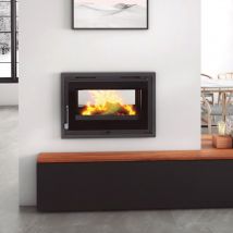 Insert à bois double face ventilé - firematic Sina 12.6 kW Foyer en vermiculite - Porte fonte - sans vitre sérigraphiée noire
