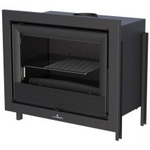Insert à bois ventilé canalisable Bronpi Paris 70 12 kW Avec kit air - Porte fonte - sans vitre sérigraphiée noire