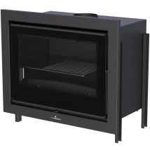 Insert à bois ventilé canalisable Bronpi Paris 70 12 kW Avec kit air - Porte fonte - avec vitre sérigraphiée noire