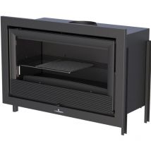 Insert à bois ventilé canalisable Bronpi Paris 90 14 kW Sans kit air - Porte fonte - sans vitre sérigraphiée noire