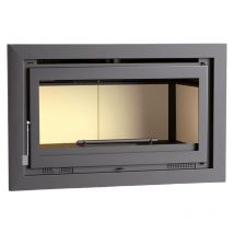 Insert à bois ventilé canalisable - firematic Mora 13.3 kW Foyer en fonte - Porte fonte - sans vitre sérigraphiée noire