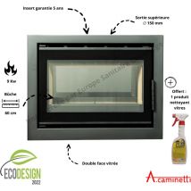 A Caminetti - Insert bois double face Cassette Nordic w 70 black avec cadre de finition A.Caminetti