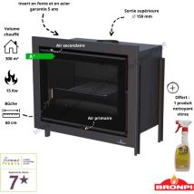 Bronpi – Insert bois Paris 70 Vision – 4 à 12 kW – Ventilation intégrée – Dimensions 955 x 800 x 443 mm