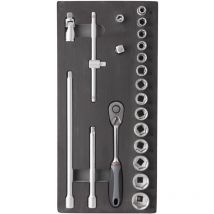 Insert 21 pcs cliquet et douilles 3/8' CrV - os 3600 Clas Equipements