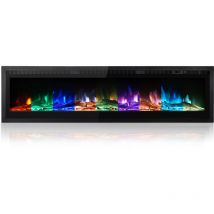 Mc Haus - 50inch/127cm Insert de cheminée électrique mural autonome en métal avec télécommande à flamme colorée avec cristal, 900W/1800W