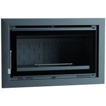 Insert a bois en acier, foyer en fonte, verre serigraphie - couleur noir - Made in Spain