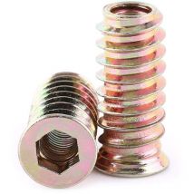 Sjlerst - Insert Fileté Bois, 20 Pièces Écrou Hexagonal Fileté En Acier Au Carbone Zingué, Vis à Insert M6 Longueur, Kit D'outils D'assortiment
