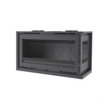 Insertable de Leña 100 cm a 2 Caras Rincón Derecha con Turbinas FM Modelo IT-122 DF Interior Fundición.
