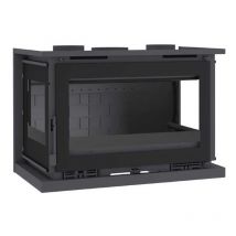 Fm Biomasa - Insertable de Leña 80 cm a 3 Caras con Turbinas fm Modelo IT-183 Cristales Serigrafiados y Interior Fundición.