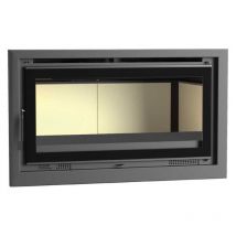 Fm Biomasa - Insertable de Leña 100 cm con Turbinas fm Modelo IT-100 k Cristal Serigrafiado Interior Vermiculita