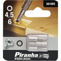 Inserti per cacciaviti esagonali Piranha – Set di 3 pezzi – 4mm, 5mm, 6mm – Lunghezza 25mm