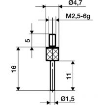 Käfer - Messein.D.1.5mm L.50mm pin M2.5 sta para relojes comparadores