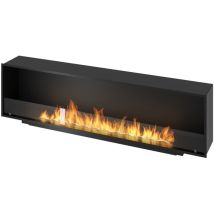 Sololed - Inside Black 2000 Einbau-Bioethanol-Kamin - Mattschwarz, mit Glas, 6-Liter-Brenner, modernes Design