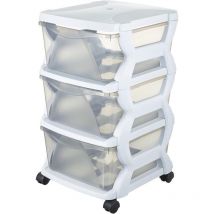 99002 Insieme 3 Cassetti con Ruote, Bianco, 36 x 40 x 62 cm - Bama