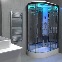 Black Steam Shower Cabin Enclosure Cubicle 1100x700 Offset rh Quadrant - Insignia