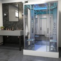 Platinum Twin Steam Shower Cabin Enclosure Rectangle 1400x900mm Chrome - Insignia