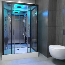 Premium Shower Cabin Enclosure Rectangle 1400x900mm Black Single Steam - Insignia