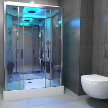 Premium Shower Cabin Enclosure Rectangle 1400x900mm Chrome Single Steam - Insignia