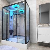 Premium Shower Cabin Enclosure Rectangular 1400 x 900mm Black Frame - Insignia
