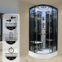 Insignia Steam Enclosure Quadrant Shower Cabin 900x900 Platinum Range Black