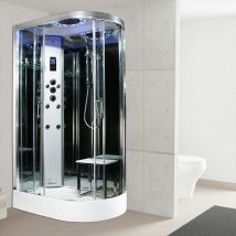 Insignia Steam Shower Cabin 1200x800mm LH Quadrant Body Jets Platinum Chrome