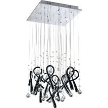 Diyas - Inspired Class Lampada a sospensione quadrata a 10 luci G4 in cromo lucido/vetro nero/cristallo, non compatibile con led/cfl