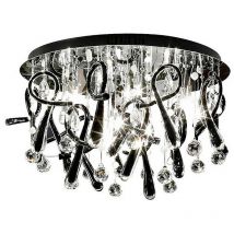 Inspired Lighting - Inspired Class Plafonnier rond à 20 ampoules G4, chrome poli/verre noir/cristal