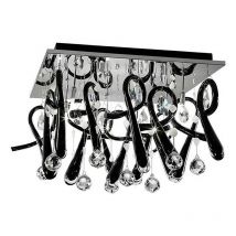 Inspired Lighting - Inspired Clearance - Class Flush Ceiling Square 10 Light G4 Polished Chrome/Black Glass/Crystal