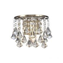 Inspired Deco - Acton - Applique 1 Luce E14 Switched Ottone Antico, Cristallo Prisma