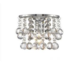 Inspired Lighting - Inspired Deco - Acton - Glas Kristall Wandleuchte, E14 geschaltetes poliertes Chrom, Kugelkristall